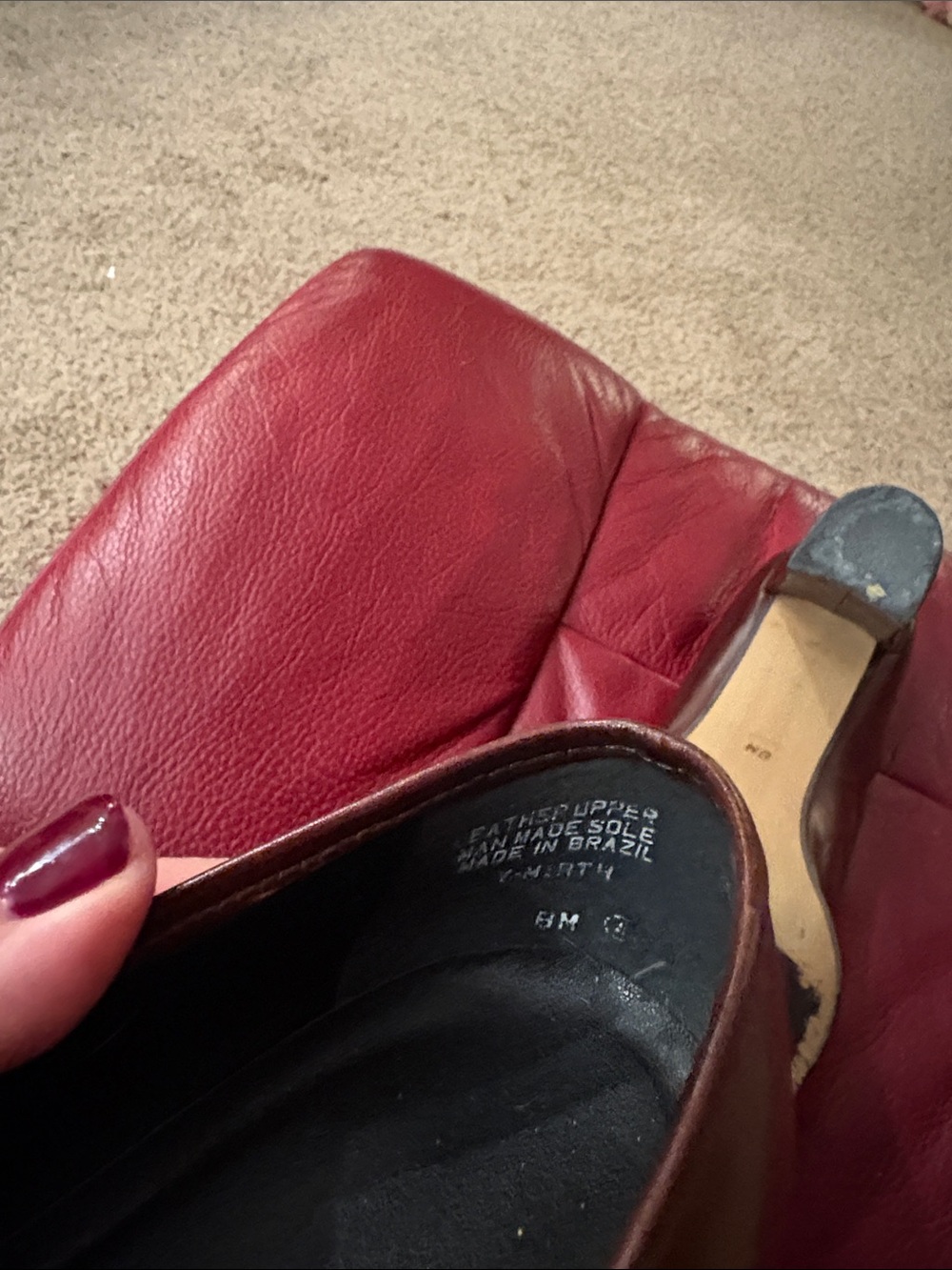 Yves Saint Laurent Women's Burgundy Leather Slip-On Heels 8M - Picture 6 of 6